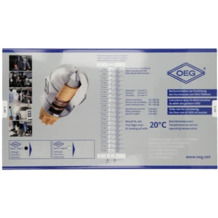 Rechenschieber zur Ermittlung des &Ouml;ld&uuml;sen-Durchsatzes