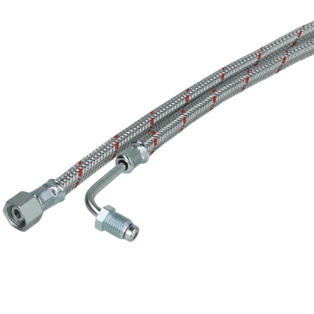 &Ouml;lschlauch 1/4" 90&deg; Bogen mit Nippel x 3/8" &Uuml;berwurfmutter x 900 mm