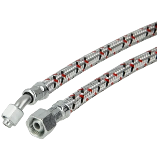 &Ouml;lschlauch SR 8 LLR 45&deg; Rohrbogen x 3/8" &Uuml;berwurfmutter 1000 mm