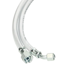 Transparante slang, 1000 mm een zijde wartelmoer andere zijde met buisbocht