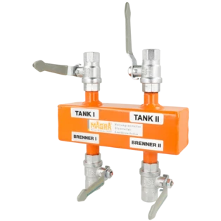 Einstrang-Verteiler &frac12;", 2 Tanks, 2 Brenner, 1/2"