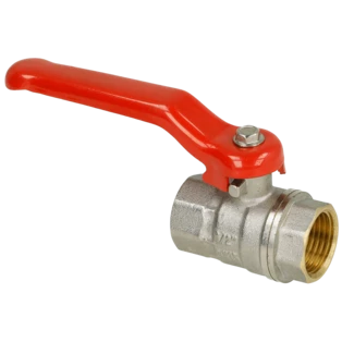 Valvola sfera ottone 1/2'' F/F maniglia a leva acciaio col. rosso