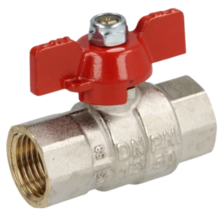 Valvola a sfera Topic 1/2" FF/FF, PN40 OT 58, con farfalla