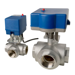 3-way motorised ball valve 1 1/2" IT with L-bore