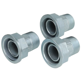 Gas meter screw fitting, straight 1" galvanized, packed as set