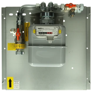 Main shut-off device with gas meter for indoor systems