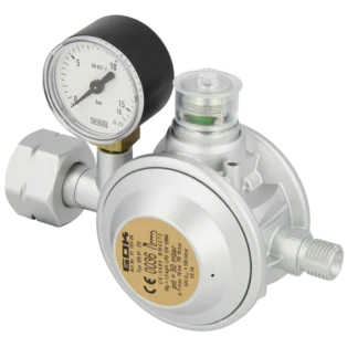 Low pressure regulator with pressure gauge