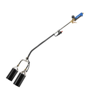 Flame-weeding device with double burner for large areas