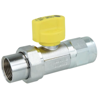 Gas connection ball valve 1" straight with safety valve