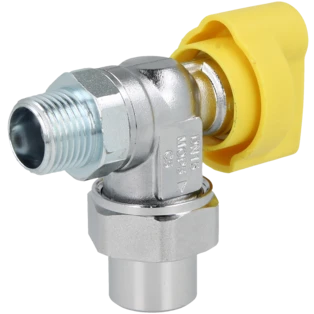 Gasanschlusskugelhahn 1/2" Eckform mit TAE