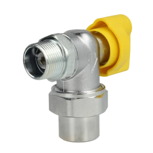 Gas connection ball valve 3/4" angle shape with safety valve