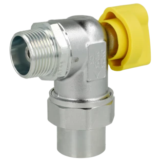 Robinet &agrave; bille raccordement gaz 1" &eacute;querre avec protection de temp&eacute;rature int&eacute;gr&eacute;e