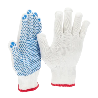 Knit gloves with grip dots inside