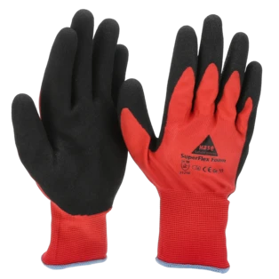 Grip work gloves with latex foam coating