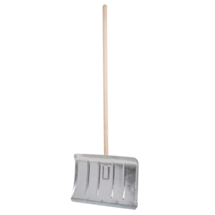 Snow shovel made of light metal with 130 cm hardwood handle