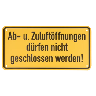 Hinweisschild "Ab- u. Zuluft&ouml;ffnungen" 