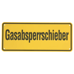 Sign "Gasabsperrschieber" 100 x 240 aluminium, 301/51