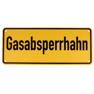 Hinweisschild "Gasabsperrhahn" 