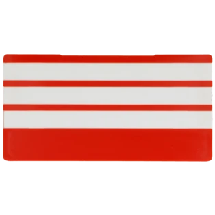 Targhette vuote 100 x 50 mm, rosse con 3 barre vuote