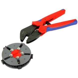 Universeel krimptang met verwisselbaar magazijn