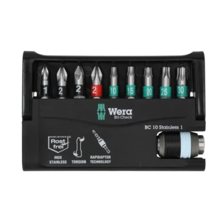 Stainless steel bit set with Rapidaptor