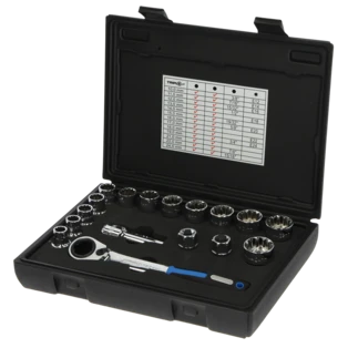 TRIPLEplus jeu de douilles traversantes 3/8" + 1/2", 17 pi&egrave;ces