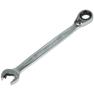 Combination spanner reversible with ratchet  in ring and open jaw 11 mm