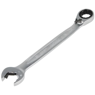Combination spanner reversible with ratchet  in ring and open jaw 17 mm