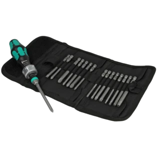 Kraftform Kompakt with ratchet function in folding pouch with 89 mm long bits