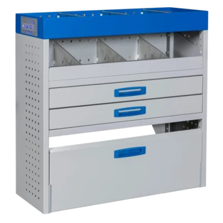 Fahrzeugeinrichtungsmodul mit Schubladen und Klappe 