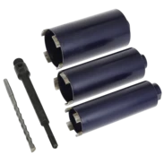 Set de forage &agrave; sec SDS Plus avec couronnes de forage diamant&eacute;es &agrave; percussion 52 mm | 65 mm | 82 mm