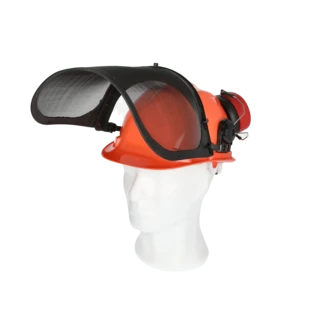 Forestry helmet with ear and face protection orange