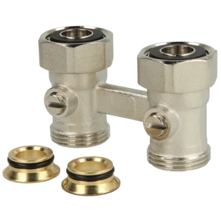 Hahnblock Vekotrim 2-Rohr Durchgangsform 3/4" AG