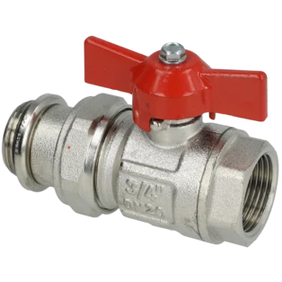 Manifold-mounted ball valve 3/4" self-sealing red handle