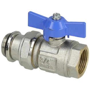 Manifold-mounted ball valve 3/4" self-sealing blue handle