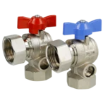 Ball valve set angle 1" for underfloor heating manifolds