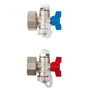Endpiece set 1" with ball valve for underfloor heating manifolds