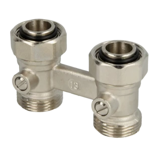 Zwei-Rohr-Hahnblock gerade 3/4" IG x 3/4" Eurokonus