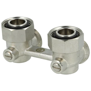 Zwei-Rohr-Hahnblock Eck 3/4" IG x 3/4" Eurokonus
