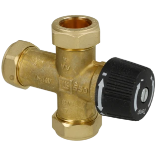 Thermostatic domestic water mixing valve with &Oslash; 22 mm connection