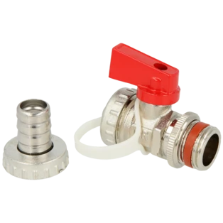 Vul- en aftapkraan 1/2" vernikkeld zelfdichtend met borgmoer