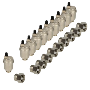 Aktionspaket mit Schnellentl&uuml;ftern und Absperrventilen 1/2" AG