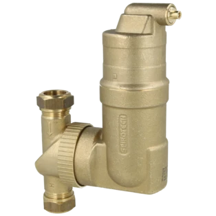 SpiroVent micro-luchtbel afscheider 22 mm knelring horizontaal en verticaal