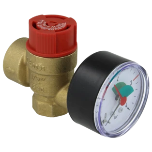 Soupape de s&eacute;curit&eacute; chauffage 1/2'' 2.5 bars avec manom&egrave;tre