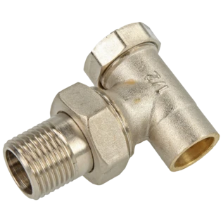 Voetventiel 1/2" x 15 mm haaks vernikkeld