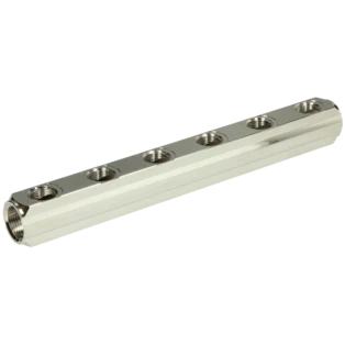 6-way brass manifold with connection 3/4"