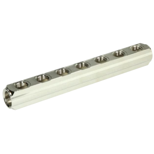 Nourrice laiton 7 entr&eacute;es avec raccord en 3/4''