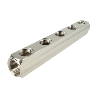 Nourrice laiton 5 entr&eacute;es avec raccord en 3/4''