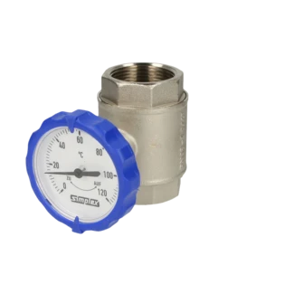 Ball valve 3/4" IT with thermometer blue