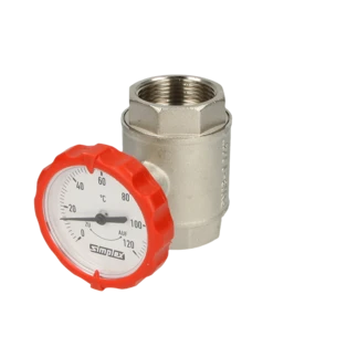 Ball valve 1" IT with thermometer red